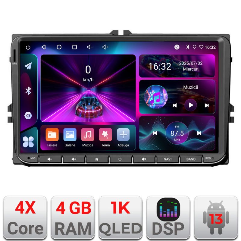 Navigatie VW Skoda Seat Edotec Incell 9 inch 1K 4+64 carplay android auto radio internet Wifi 5Ghz EDT-E205-RK