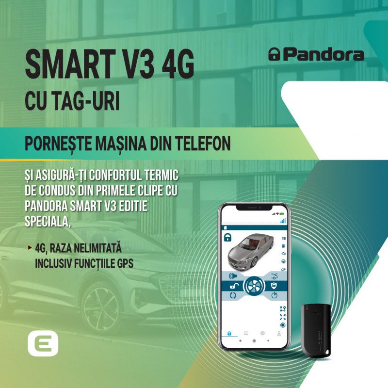 Kit pornire motor Audi A4 B9 2016-, aplicatie telefon 4G, GPS (montaj inclus) - Pandora Smart v3 (cu tag)