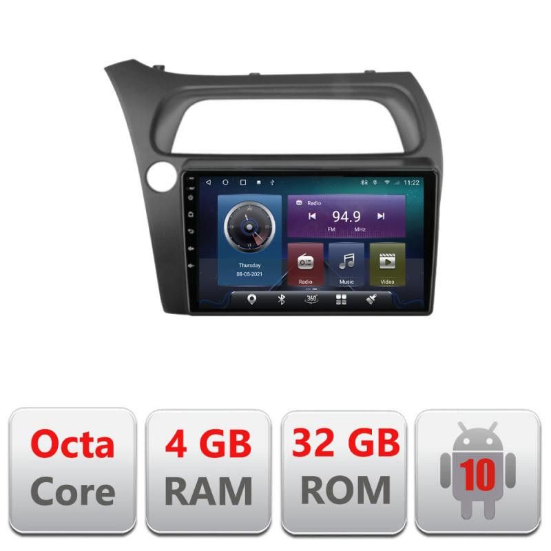 Navigatie Honda Civic Hatchback 2006-2012 C-hatchback Octa Core cu Android Radio Bluetooth Internet GPS WIFI 4+32GB