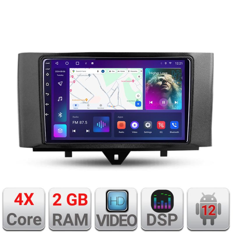 Navigatie Smart For Two 2010-2015 A-Smart10 2+32 GB Android Waze USB Navigatie Internet Youtube Radio