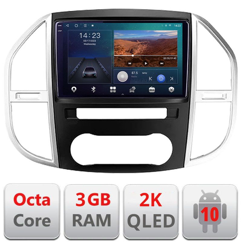 Navigatie Mercedes Vito w447 2016- Android Ecran 2K QLED octa core 3+32 carplay android auto KIT-w447+EDT-E310V3-2K