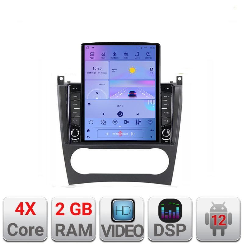 Navigatie Mercedes W203 CLC K-093 ecran tip TESLA 9.7" cu Android Radio Bluetooth Internet GPS WIFI 2+32 DSP Quad Core