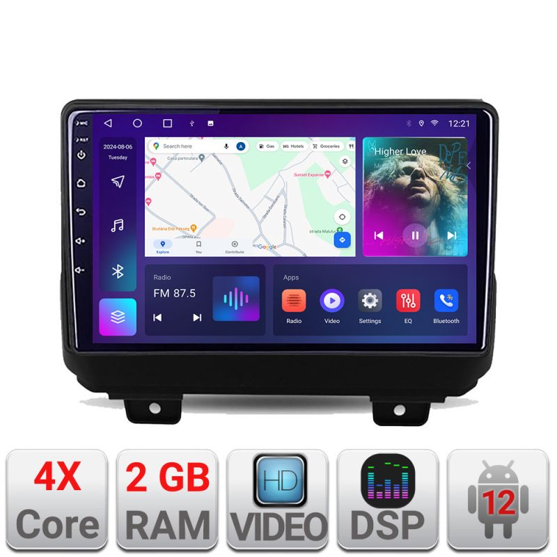 Navigatie Jeep Wrangler 2018- A-WRANGLER 2+32 GB Android Waze USB Navigatie Internet Youtube Radio