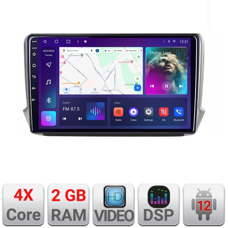 Navigatie Peugeot 208/2008 A-PSA 2+32 GB Android Waze USB Navigatie Internet Youtube Radio