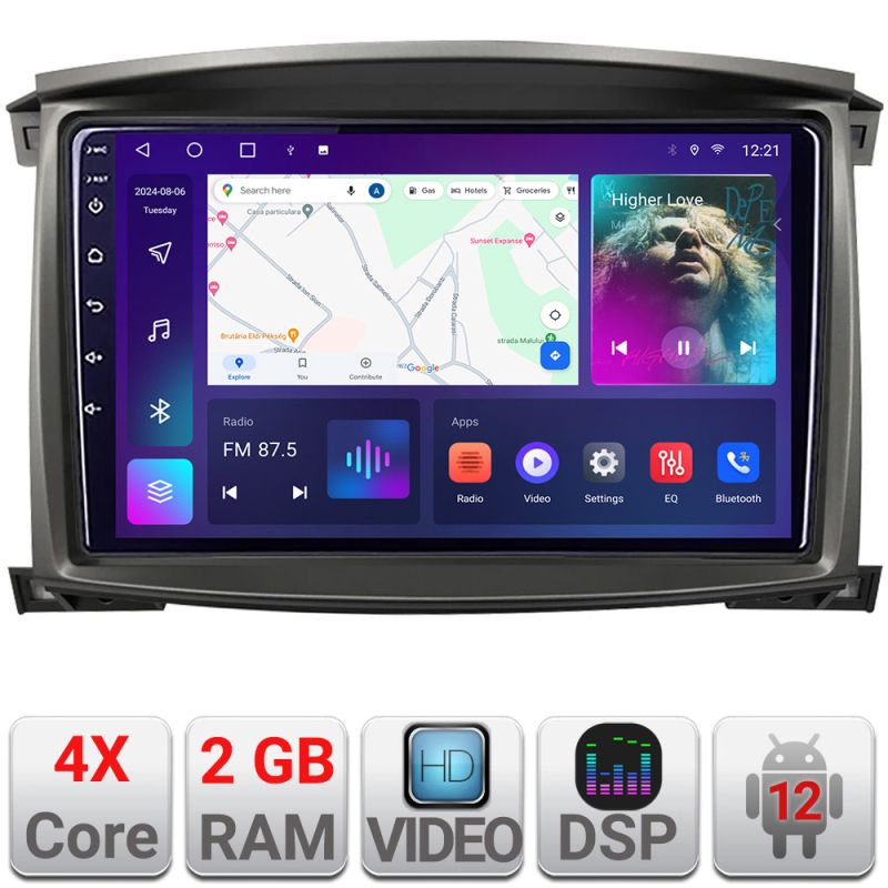 Navigatie toyota land cruiser l100 2002-2006 android radio gps internet 2+32 kit-l105-automatic+edt-e210