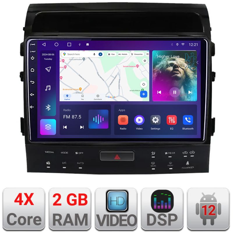 Navigatie toyota landcruiser 200 v8 2007-2015 cu navi si 360 android radio gps internet 2+32 kit-381-360+edt-e209