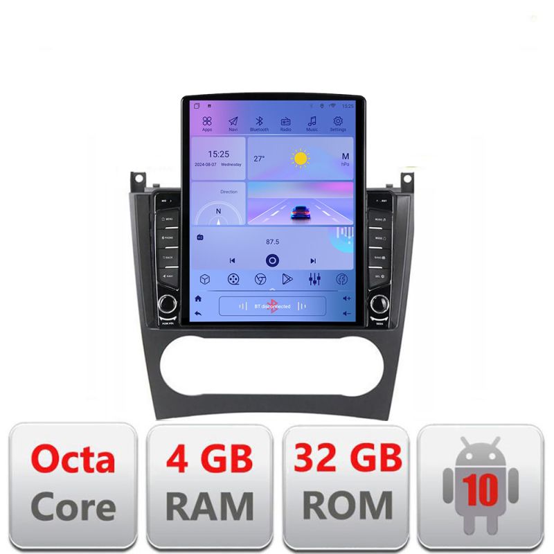 Navigatie Mercedes W203 CLC G-093 ecran tip TESLA 9.7" cu Android Radio Bluetooth Internet GPS WIFI 4+32GB DSP 4G Octa