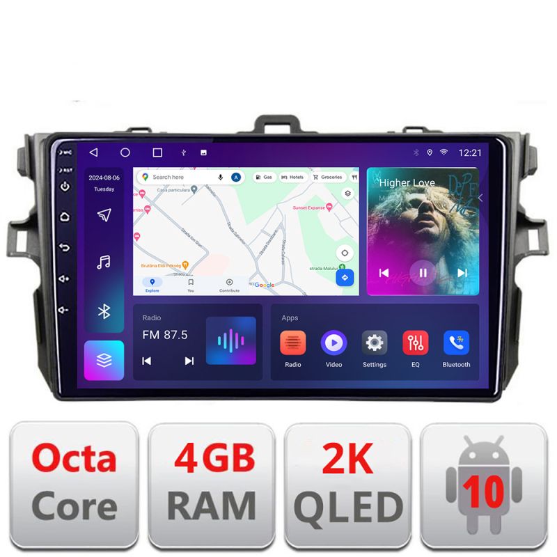Navigatie Toyota Corolla C-063 Android Octa Core Ecran 2K QLED GPS 4G 4+32GB 360 KIT-063+EDT-E409-2K