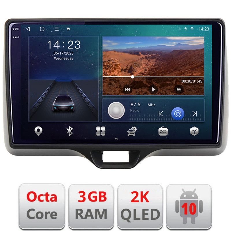 Navigatie Toyota Yaris 2020- Android ecran Qled 2K Octa Core 3+32 carplay android auto kit-yaris2020+EDT-E310v3v3-2K
