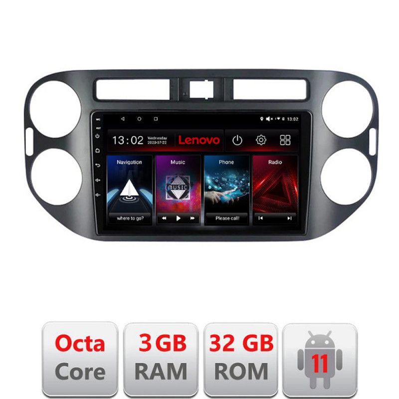 Navigatie VW Tiguan 2009-2015 Octa Core cu Android Radio Bluetooth Internet GPS WIFI DSP 3+32 GB 4G KIT-489v2+ LENOVO LITE