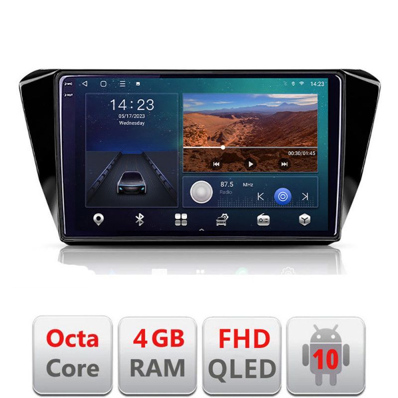 Navigatie skoda superb 3 2015-2017 b-932 android ecran qled octa core 4+64 carplay android auto kit-932+edt-e310v3