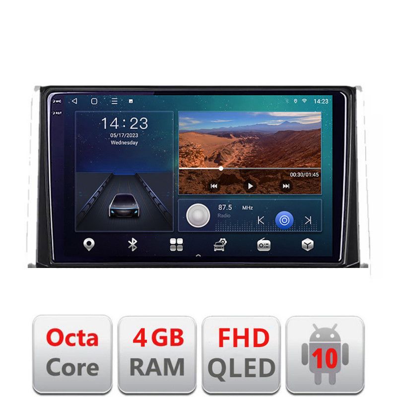 Navigatie Toyota Auris 2017- B-AURIS Android Ecran QLED octa core 4+64 carplay android auto KIT-AURIS+EDT-E310V3