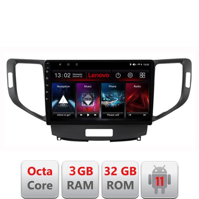 Navigatie Honda Accord 2008-2012 D-8951 Octa Core cu Android Radio Bluetooth Internet GPS WIFI DSP 3+32 GB 4G K LENOVO LITE