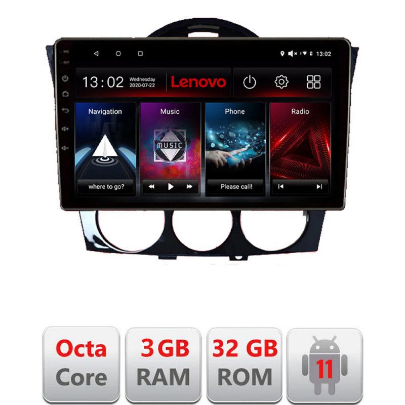 Navigatie Mazda RX8 2008-2011 Octa Core cu Android Radio Bluetooth Internet GPS WIFI DSP 3+32 GB 4G kit-rx8-11 LENOVO LITE