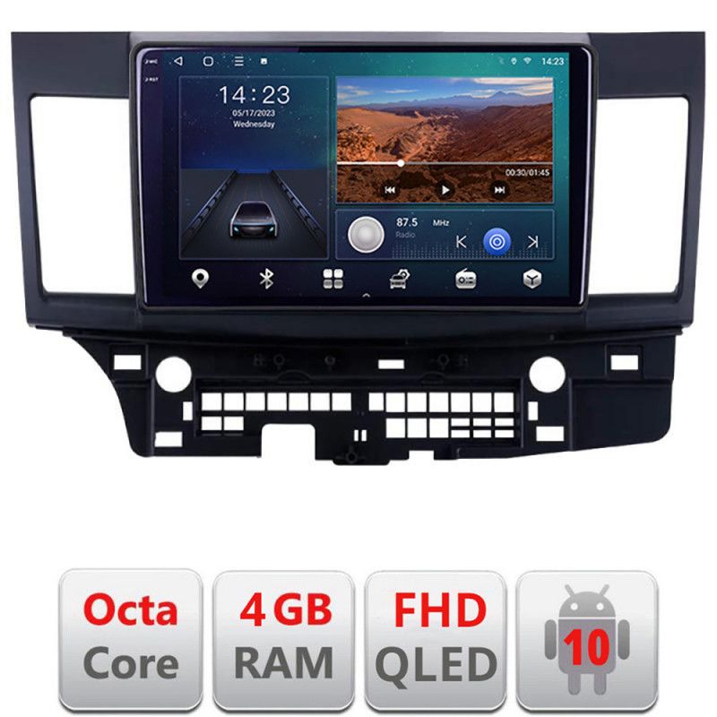 Navigatie mitsubishi lancer b-037 android ecran qled octa core 4+64 carplay android auto kit-037+edt-e310v3