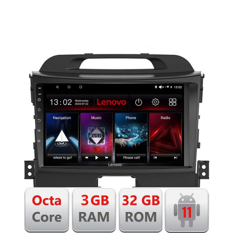 Navigatie Kia Sportage 2011-2015 D-325 Octa Core cu Android Radio Bluetooth Internet GPS WIFI DSP 3+32 GB 4G KI LENOVO LITE
