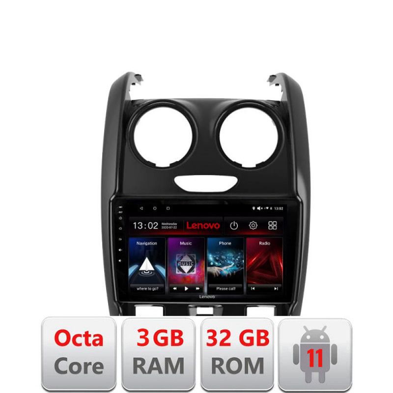 Navigatie Dacia Duster 2012-2019 D-157 Octa Core cu Android Radio Bluetooth Internet GPS WIFI DSP 3+32 GB 4G KI LENOVO LITE