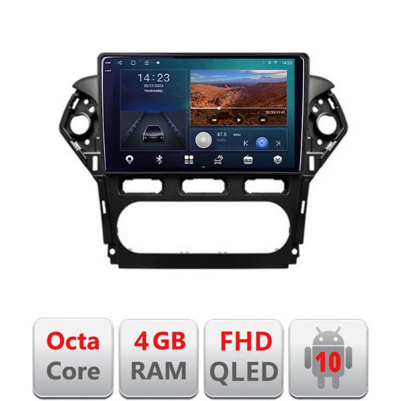 Navigatie ford mondeo 2010-2014 b-mondeo-clima android ecran qled octa core 4+64 carplay android auto kit-mondeo-clima+edt-e310v3