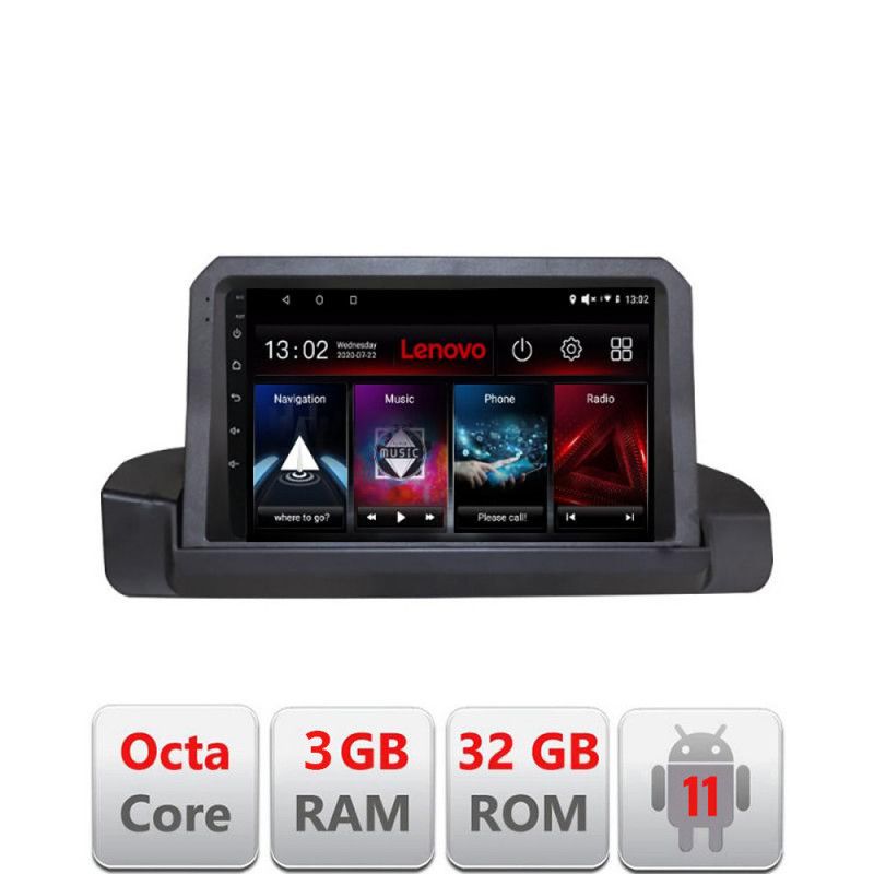 Navigatie BMW Seria 3 E90 fara ecran de fabrica Octa Core cu Android Radio Bluetooth Internet GPS WIFI DSP 3+32 LENOVO LITE