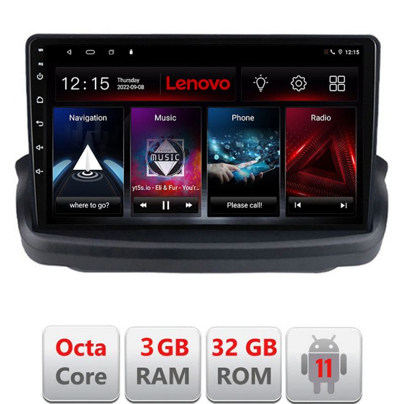 Navigatie HHyundai Genesis Octa Core cu Android Radio Bluetooth Internet GPS WIFI DSP 3+32 GB 4G KIT-GENESYS+EDT LENOVO LITE
