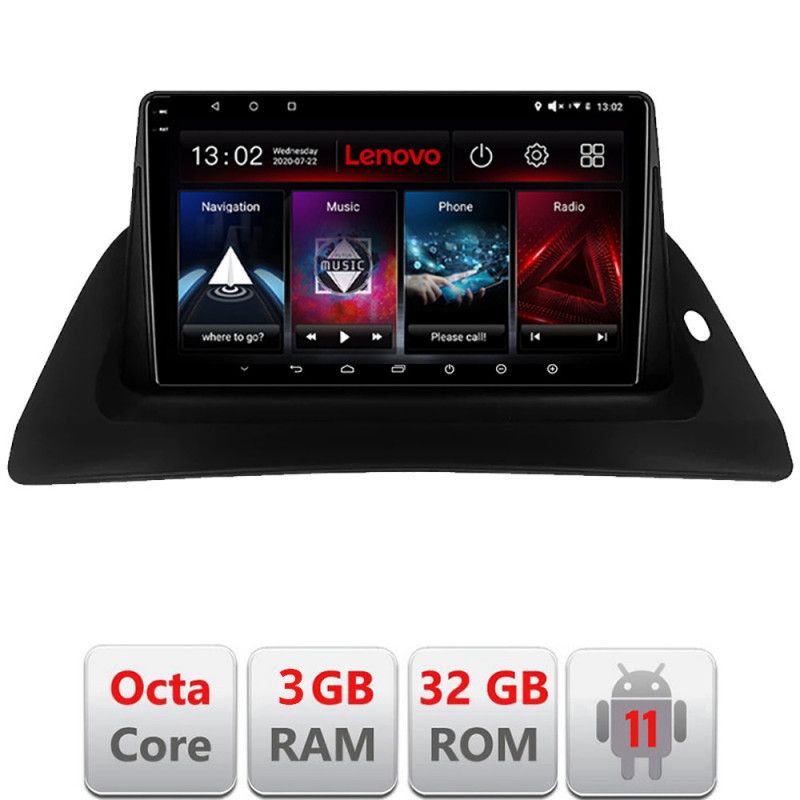Navigatie Renault Kangoo Octa Core cu Android Radio Bluetooth Internet GPS WIFI DSP 3+32 GB 4G kit-Kangoo+EDT LENOVO LITE