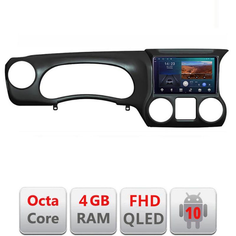 Navigatie jeep wrangler 2011-2014 b-wr android ecran qled octa core 4+64 carplay android auto kit-wr+edt-e310v3
