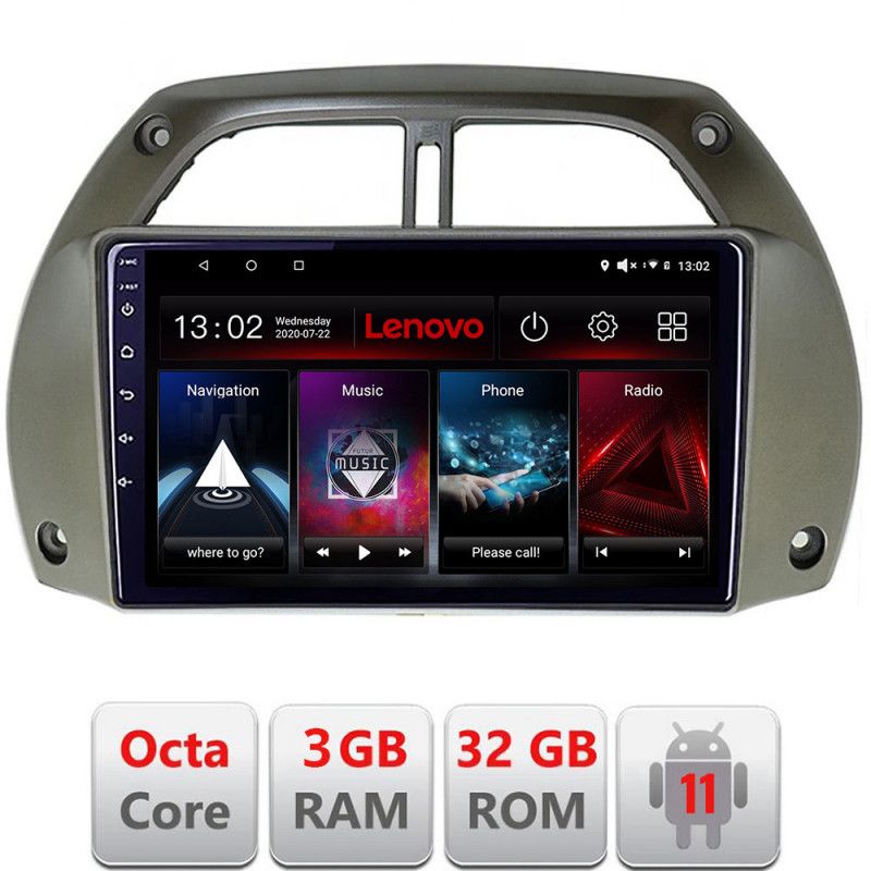 Navigatie Toyota Rav 4 2000-2004 Android radio gps internet Octa Core 3+32 kit-rav4-old+EDT-E509 LENOVO LITE