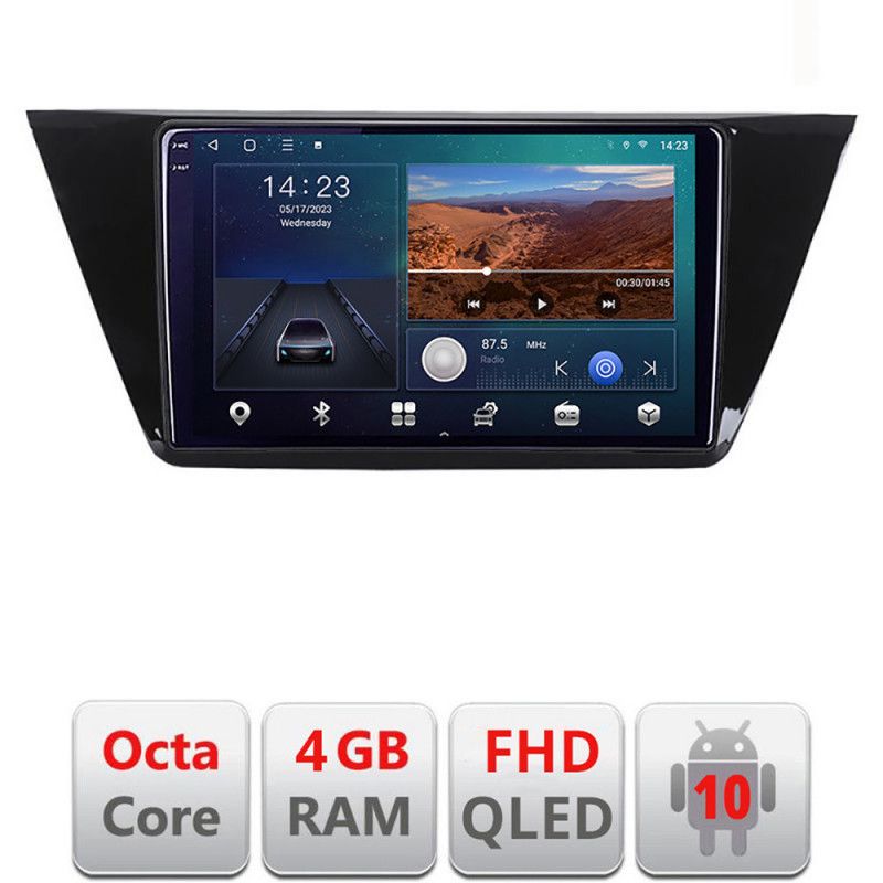 Navigatie volkswagen touran 2016- b-3144 android ecran qled octa core 4+64 carplay android auto kit-3144+edt-e310v3