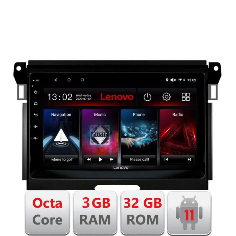 Navigatie Ford Ranger 2015-2019 D-574 Octa Core cu Android Radio Bluetooth Internet GPS WIFI DSP 3+32 GB 4G KIT LENOVO LITE