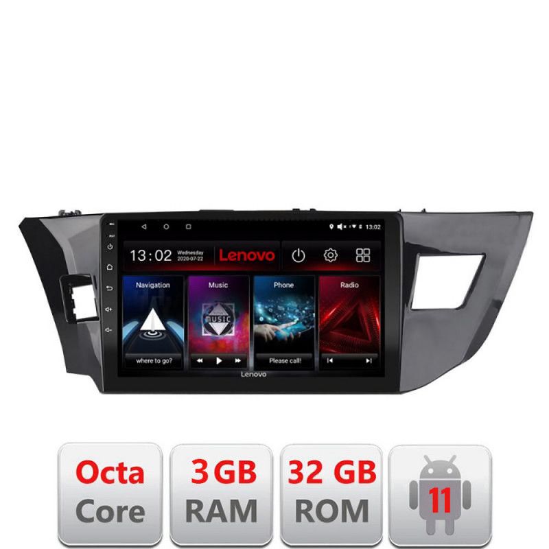 Navigatie Toyota Corolla 2013-2017 D-470 Octa Core cu Android Radio Bluetooth Internet GPS WIFI DSP 3+32 GB 4G LENOVO LITE