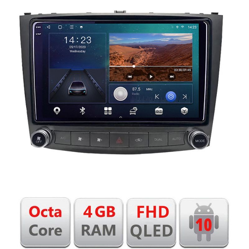 Navigatie lexus is 2005-2011 b- is android ecran qled octa core 4+64 carplay android auto kit-is+edt-e310v3