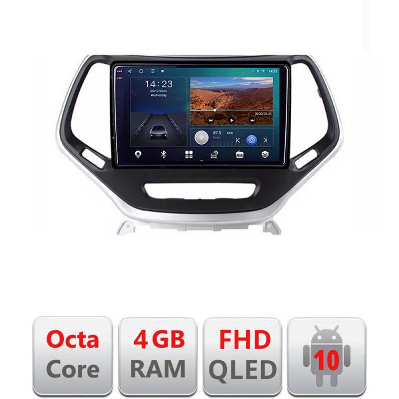 Navigatie jeep cherokee 2014-2019 b-248 android ecran qled octa core 4+64 carplay android auto kit-248+edt-e310v3