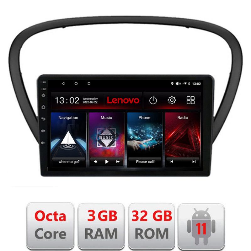 Navigatie Peugeot 607 Android radio gps internet Octa Core 3+32 Kit-607+EDT-E509-lite LENOVO LITE