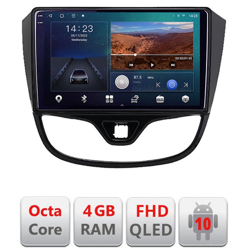 Navigatie opel karl 2017- b-karl android ecran qled octa core 4+64 carplay android auto kit-karl+edt-e310v3
