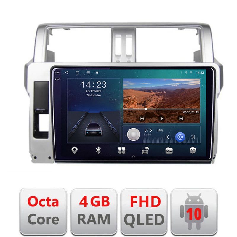 Navigatie toyota landcruiser j150 prado 2014-2017 b-065 android ecran qled octa core 4+64 carplay android auto kit-065+edt-e310v3