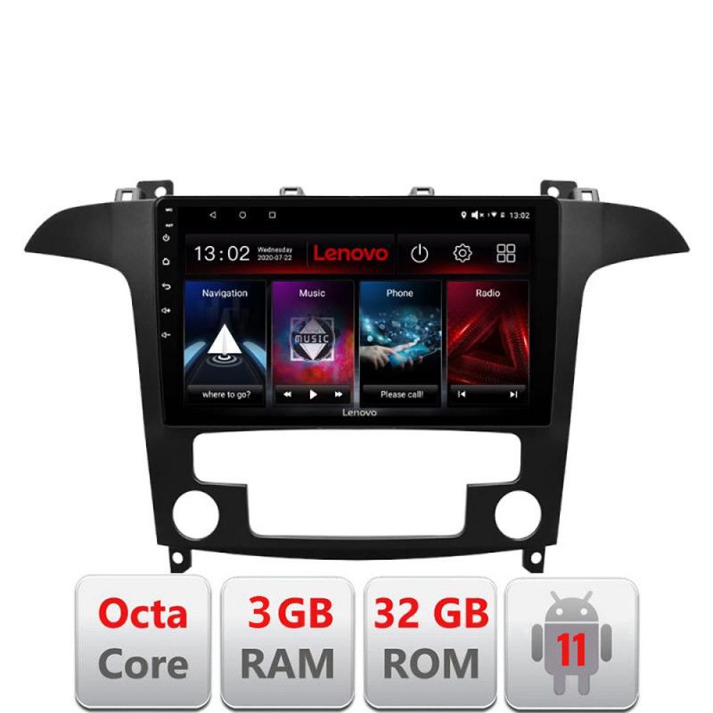 Navigatie Ford S-Max 2008-2012 D-003 Octa Core cu Android Radio Bluetooth Internet GPS WIFI DSP 3+32 GB 4G KIT- LENOVO LITE