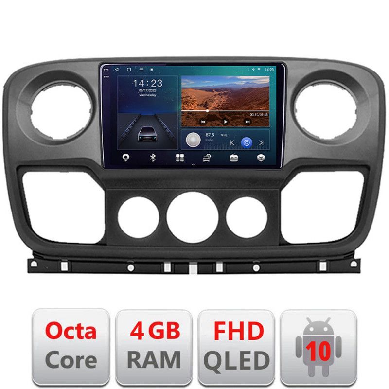 Navigatie opel movano, renault master 2010-2021 android ecran qled octa core 4+64 carplay android auto kit-movano+edt-e310v3