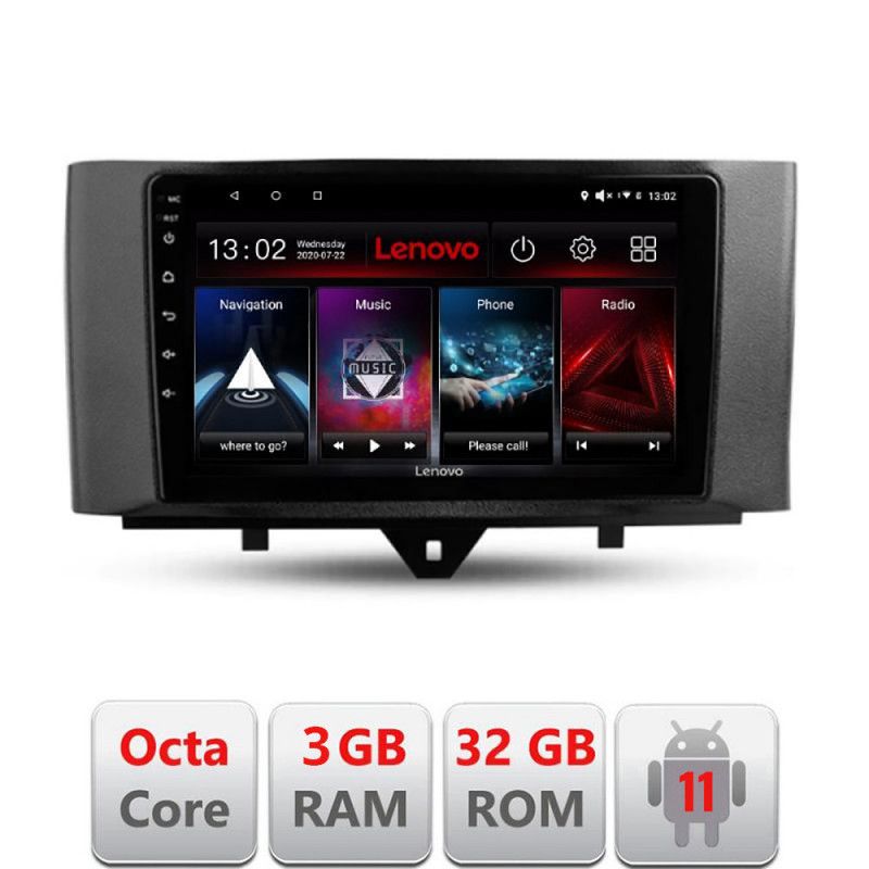 Navigatie Smart For Two 2010-2015 D-Smart10 Octa Core cu Android Radio Bluetooth Internet GPS WIFI DSP 3+32 GB LENOVO LITE