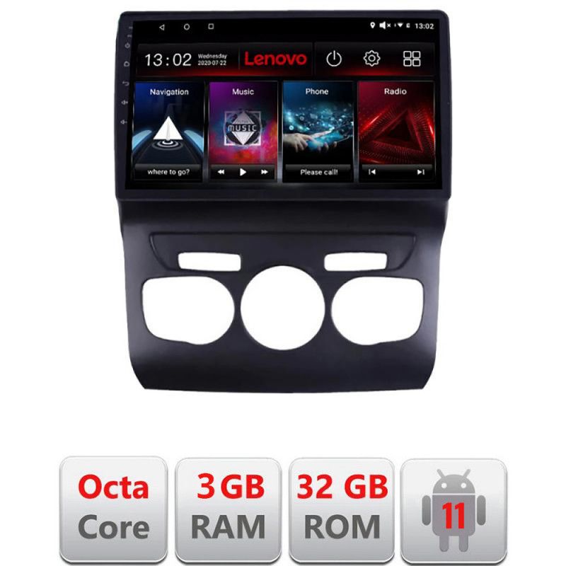 Navigatie Citroen C4 2011-2016 D-241 Octa Core cu Android Radio Bluetooth Internet GPS WIFI DSP 3+32 GB 4G KIT LENOVO LITE