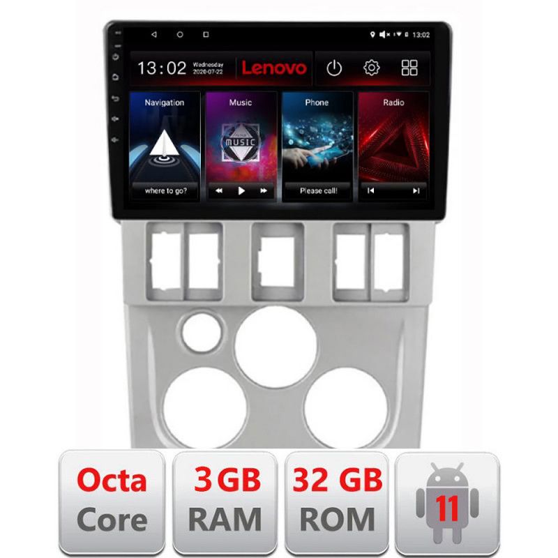 Navigatie Dacia Logan 1 2003-2010 D-logan Octa Core cu Android Radio Bluetooth Internet GPS WIFI DSP 3+32 GB 4G LENOVO LITE
