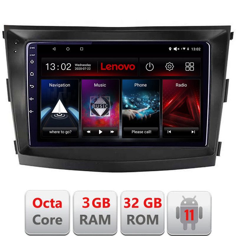 Navigatie SsangYong Tivoli 2015-2019 Android radio gps internet Octa Core 3+32 kit-tivoli2015+EDT-E509 LENOVO LITE
