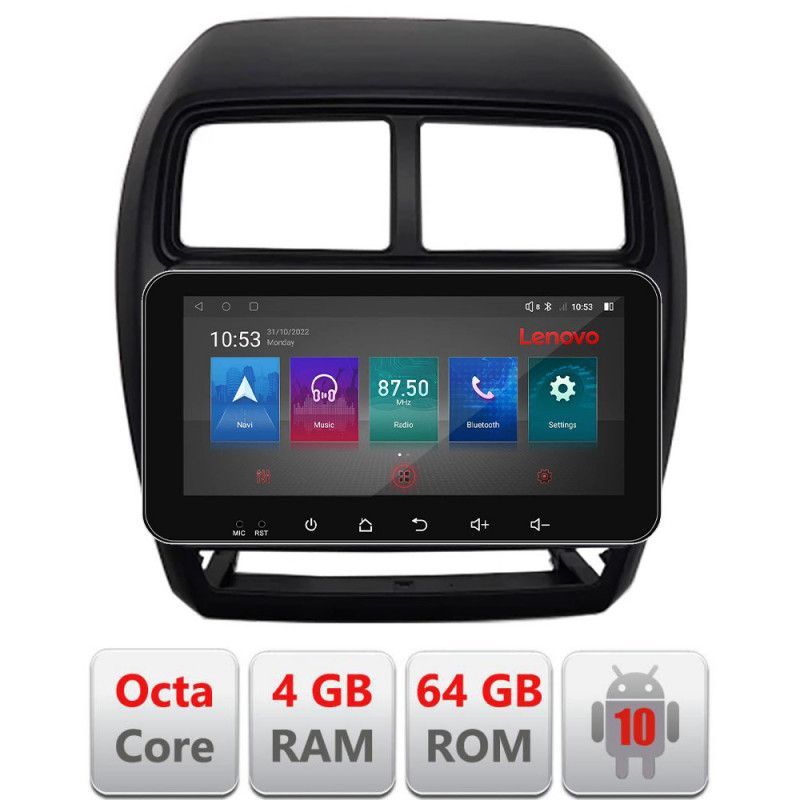 Navigatie Mitsubishi ASX 2017-2021 model facelift Android radio gps internet Octa Core 4+64 LTE ecran de 10.33' wide Kit-026-facelift+EDT-E511-pro