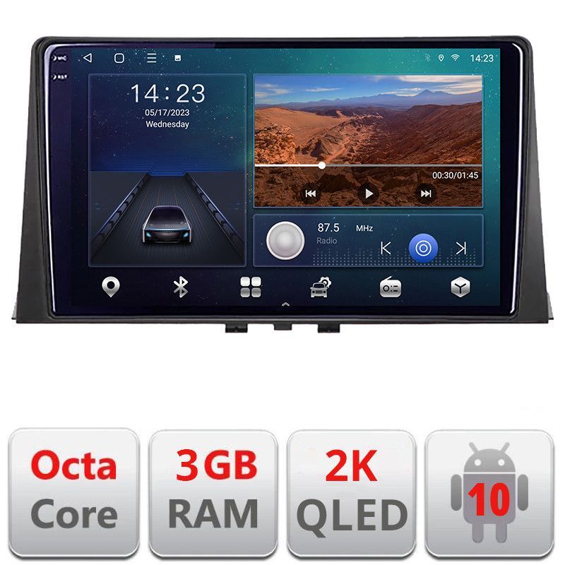 Navigatie Citroen Berlingo 2019- B-berlingo18 Android Ecran 2K QLED octa core 3+32 carplay android auto kit-berlingo18+EDT-E310V3-2K