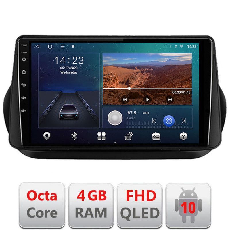 Navigatie peugeot bipper, citroennemo, fiat qubo 2008-2017 android radio gps internet quad core 4+64 carplay android auto kit-bipper+edt-e310v3 v2