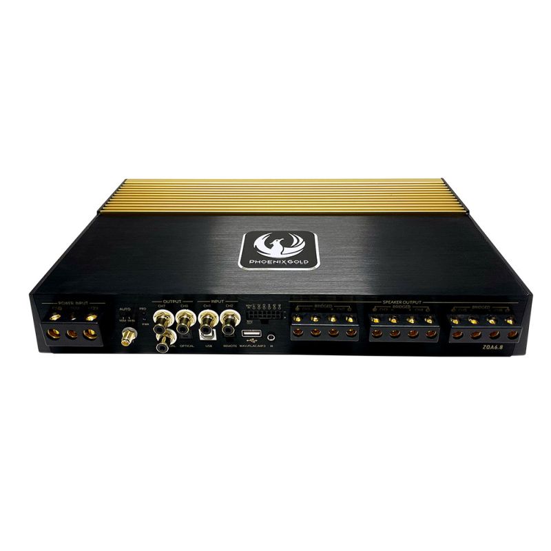 Amplificatoare Phoenix Gold ZQA6.8 cu DSP, 6 x 150 watts, în 2 sau 4 Ohm, clasa A/B, 6 canale