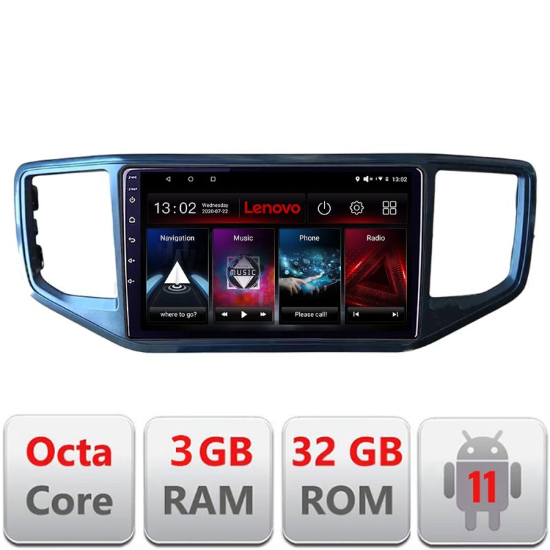 Navigatie VW Amarok Android radio gps internet Octa Core 3+32 KIT-amarok+EDT-E509 LENOVO LITE
