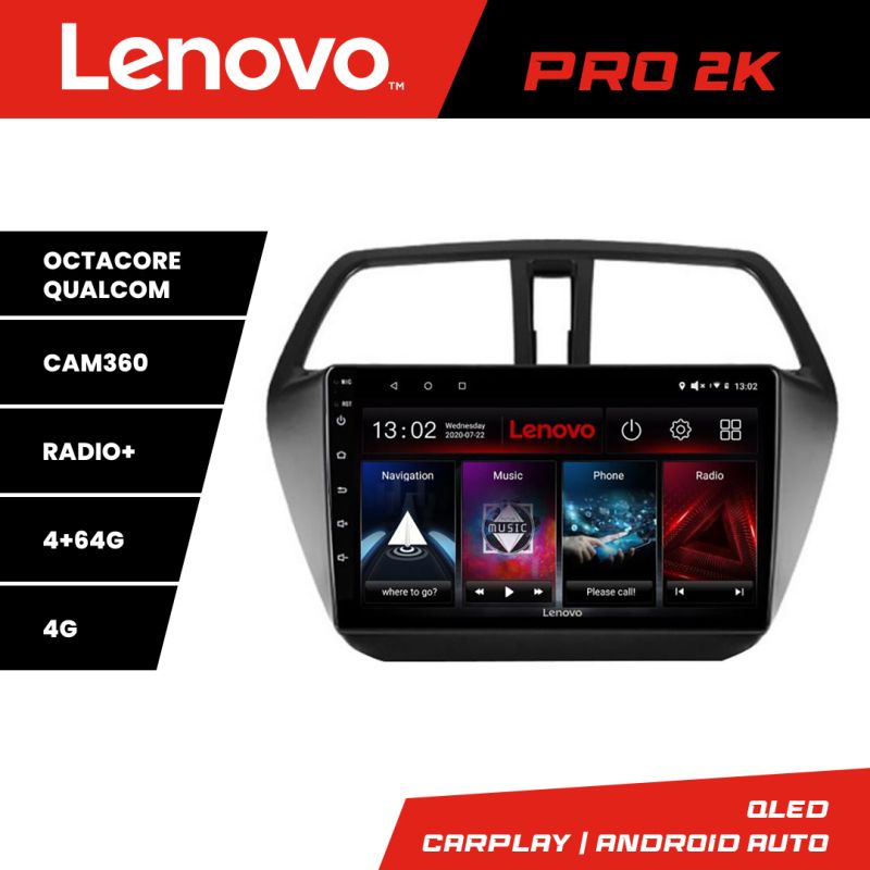 Navigatie Suzuki S-Cross Lenovo Kit-337 8 core QLED 2K 4+64 360 Android Waze USB Navigatie Internet Youtube Radio