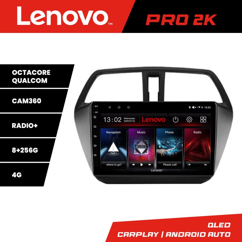 Navigatie Suzuki S-Cross Lenovo Kit-337 8 core QLED 2K 8+256 360 Android Waze USB Navigatie Internet Youtube Radio