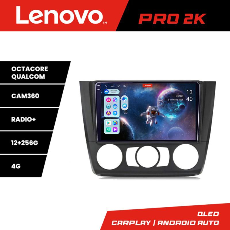 Navigatie BMW Seria 1 E87 2007-2011 clima manuala Lenovo Kit-bmw117-manual 8 core QLED 2K 12+256 360 Android Waze USB Navigatie Internet Youtub