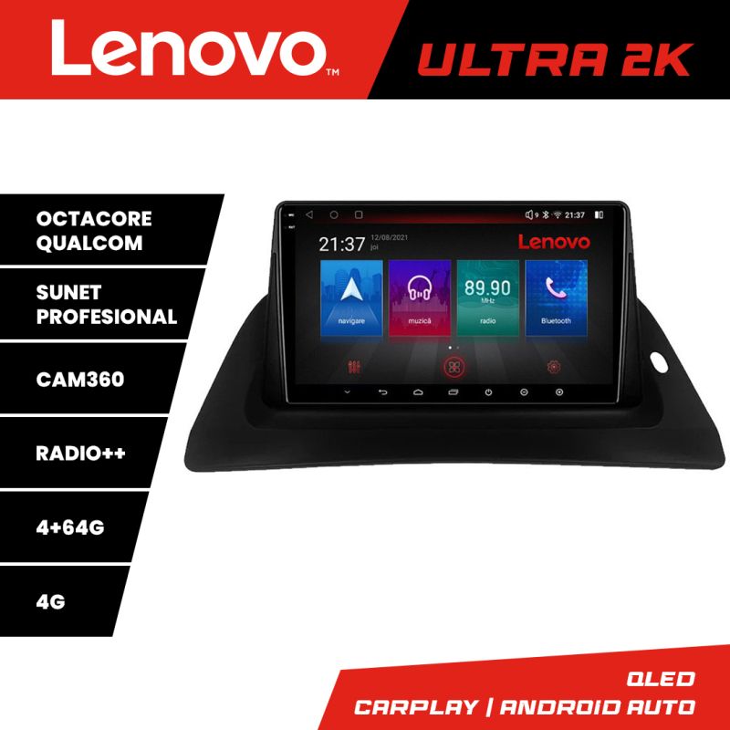 Navigatie Renault Kangoo Android radio gps internet 8 core QLED Qualcomm 4+64 360 Lenovo